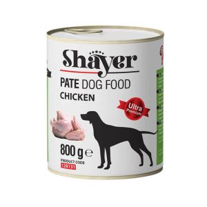 کنسرو پته سگ با طعم مرغ برند شایر وزن 800 گرمی Shayer